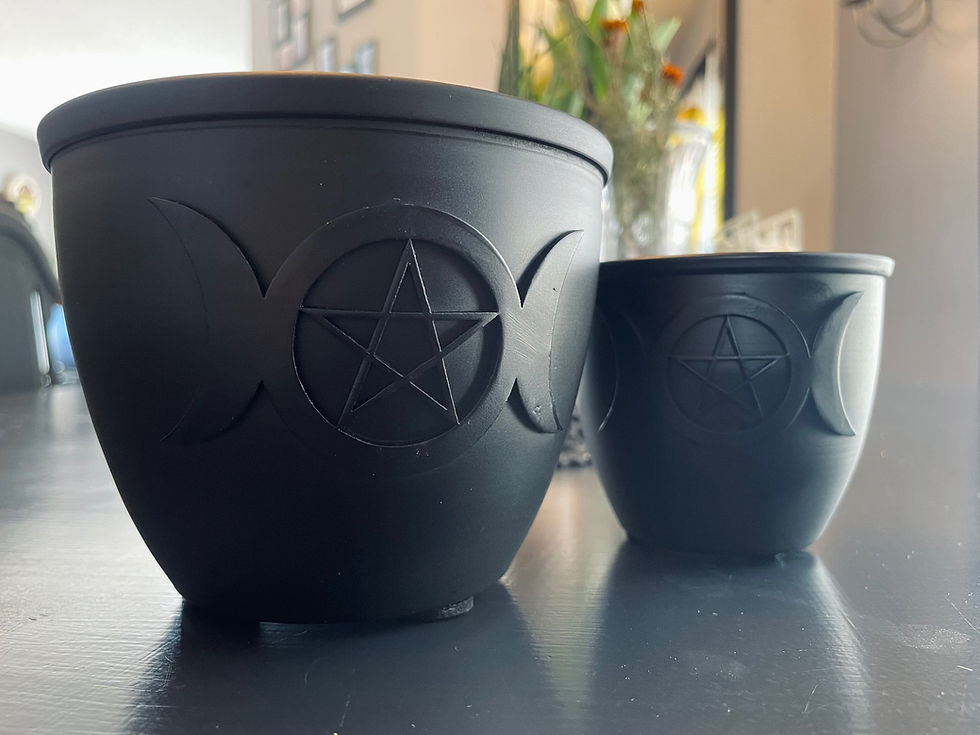 Burn Pot - triple moon & pentacle