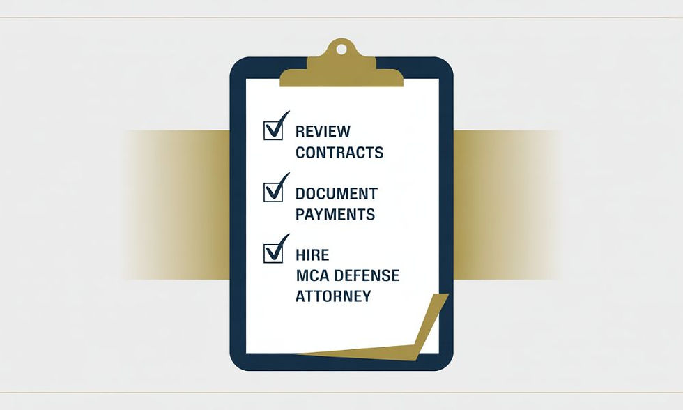 Courtroom vector illustration showing MCA collection tactics failing under legal review