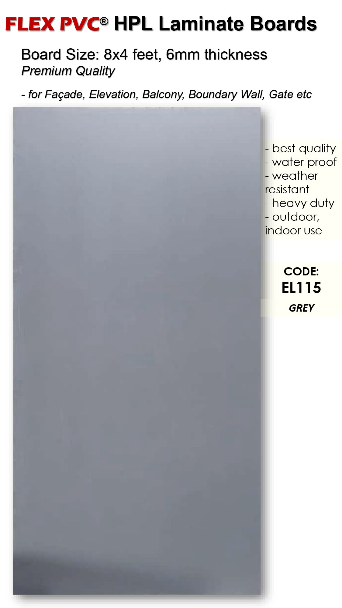 HPL Laminate Boards - EL115 Grey