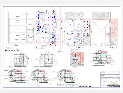 Detailed electrical installation design drawing with labeled circuits, switches, and electrical components, showcasing meticulous planning and coordination for an efficient electrical system