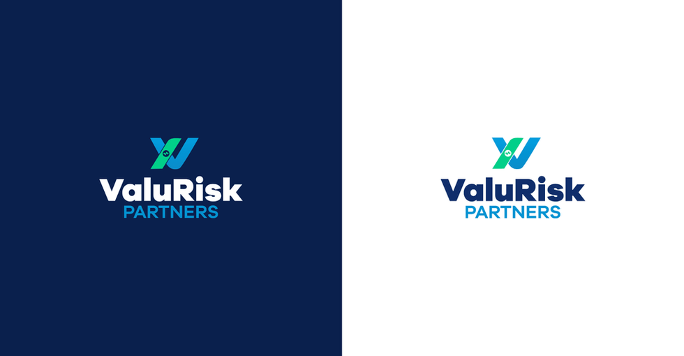 Side-by-side display of ValuRisk Partners logo on dark and light backgrounds, demonstrating brand versatility within the Craft & Slate identity system.