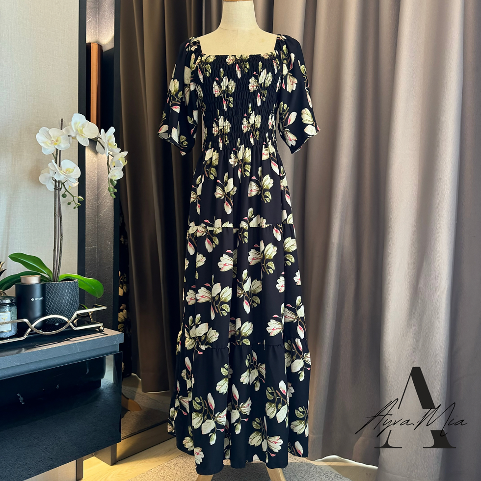 Thumbnail: Delia Smock Flutter Sleeve Maxi (Available in 2 colors) 
