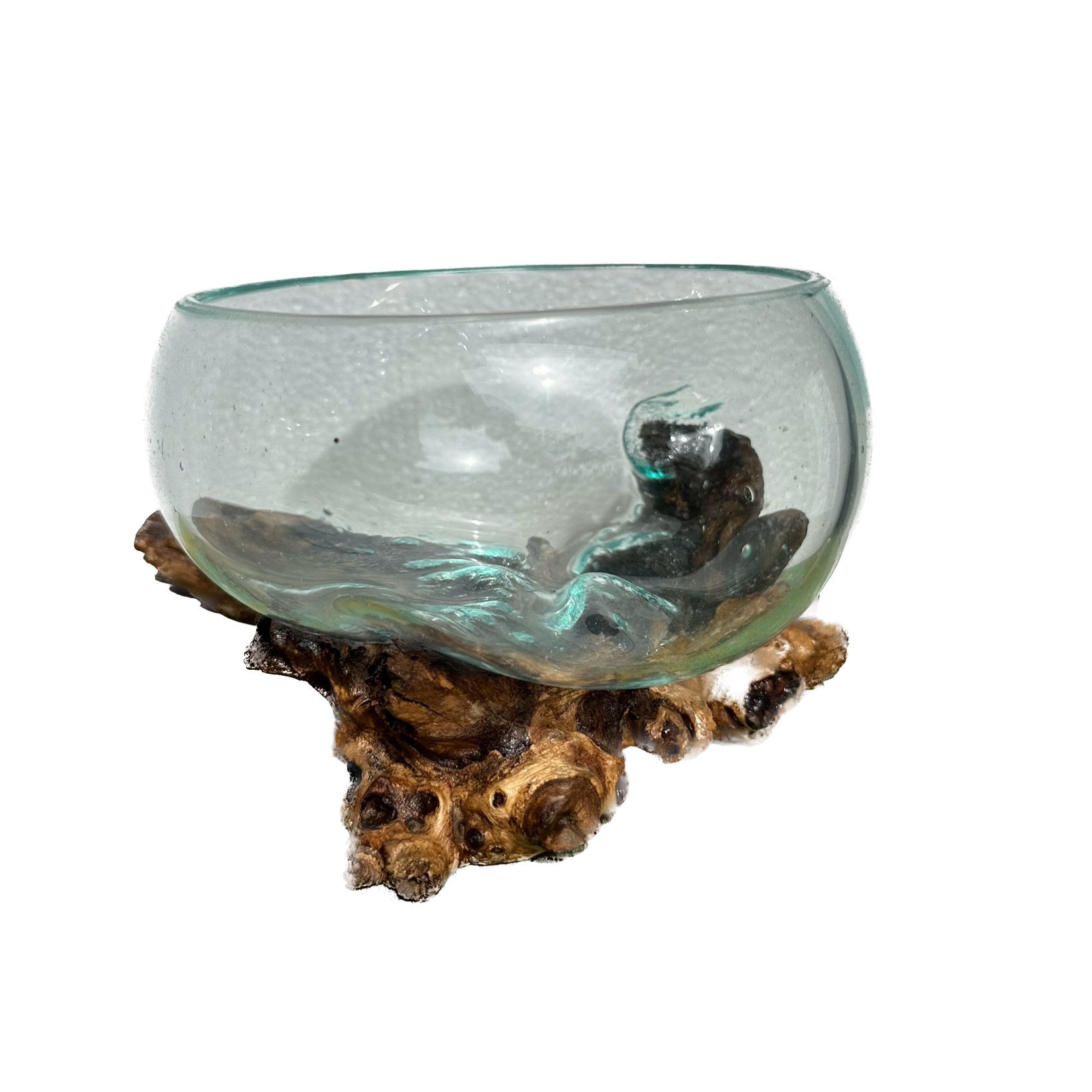 Wooden Base Glass Vase