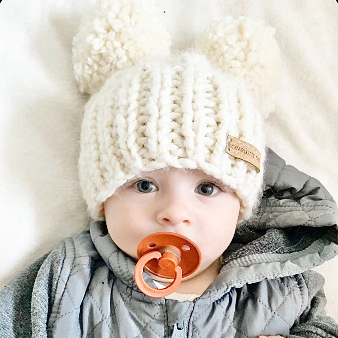 Vanilla Beanie with Double Pom