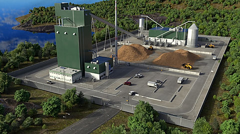 Render showing an overview over a biomass power plant