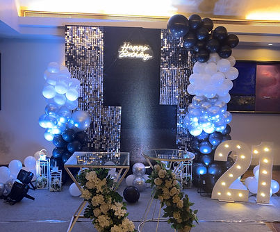 Elegant 21st birthday balloon decoration at Kenilworth Resor & Spa