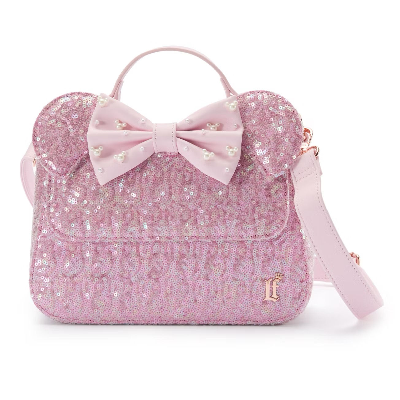 Loungefly Sac à bandoulière avec oreilles de Minnie, Rose Pearl