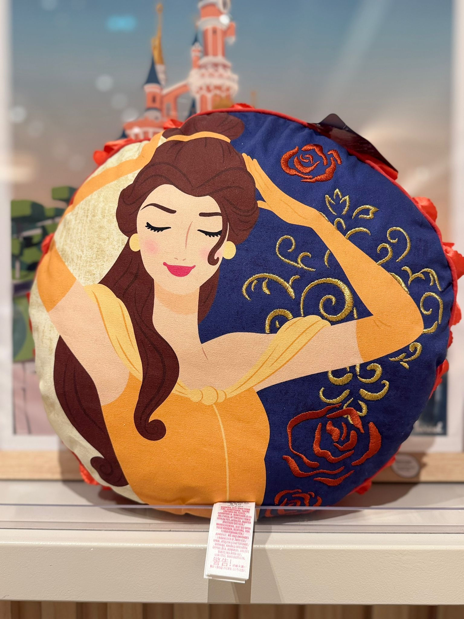 🌹 Coussin rond Belle – La Belle et la Bête 💛