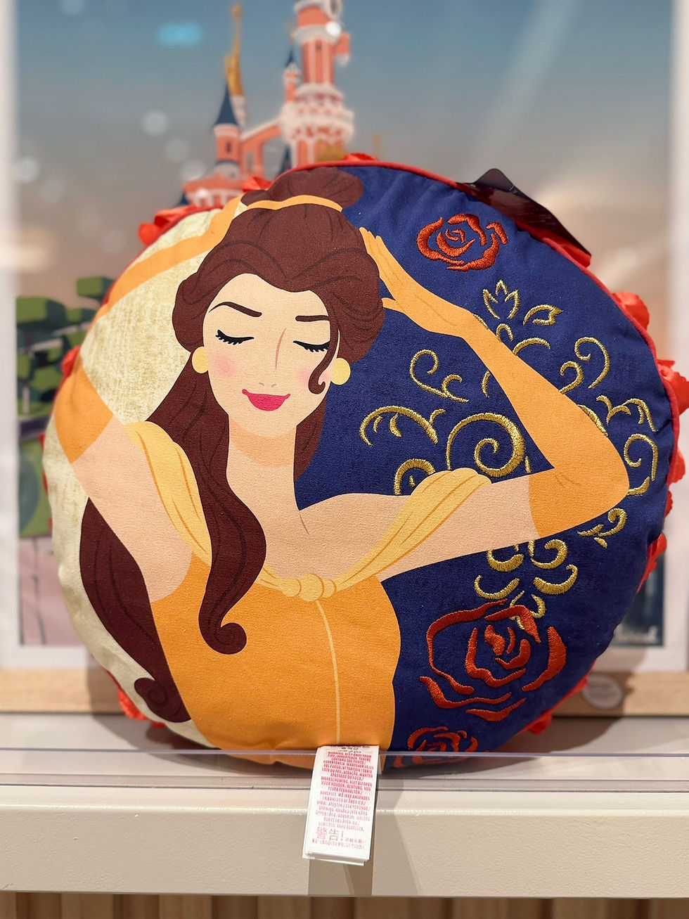 🌹 Coussin rond Belle – La Belle et la Bête 💛