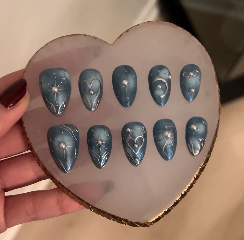 Thumbnail: Celestial Blue Aura Short Almond Nails