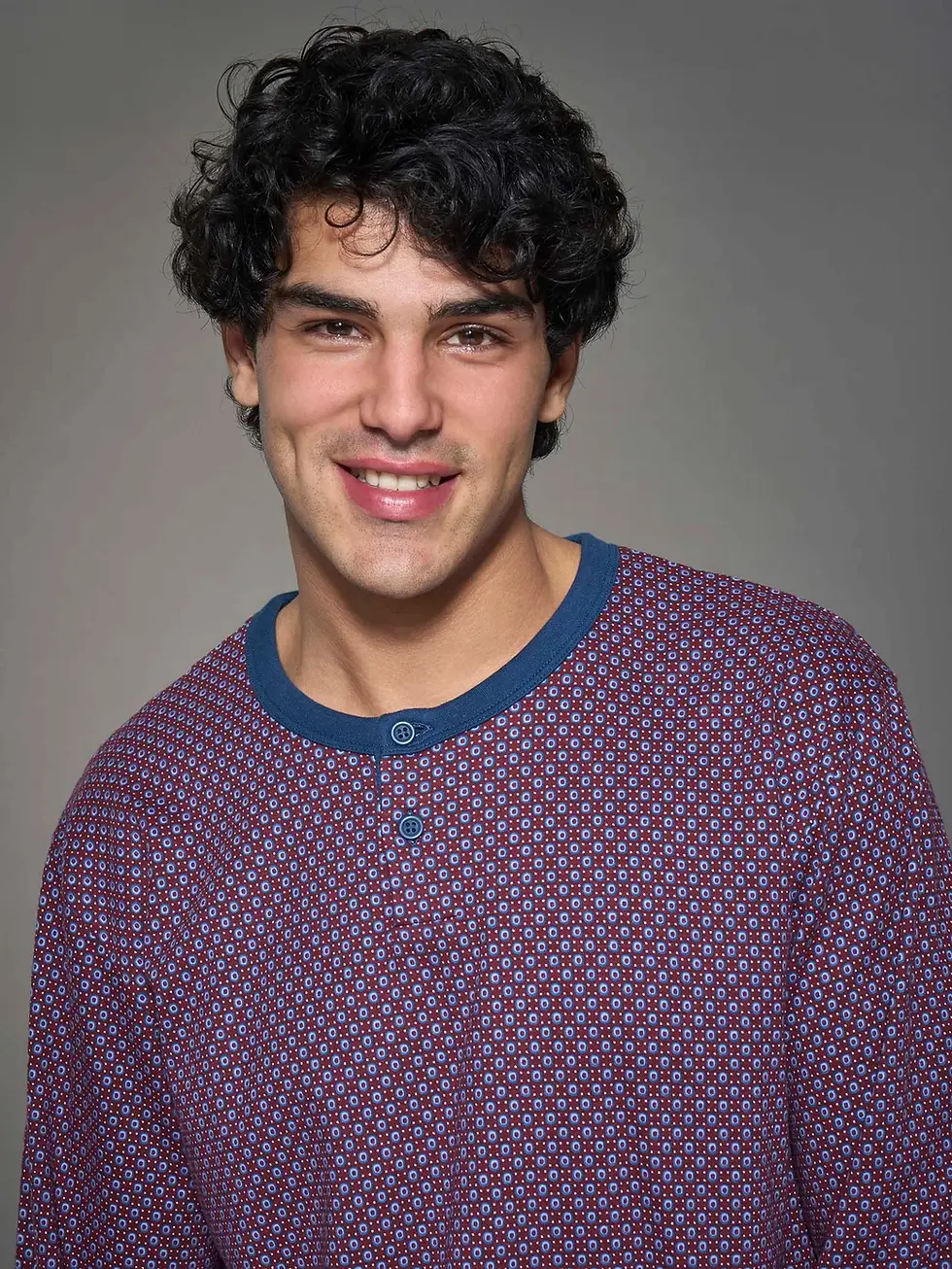 Thumbnail: Pigiama a serafino in interlock di caldo cotone