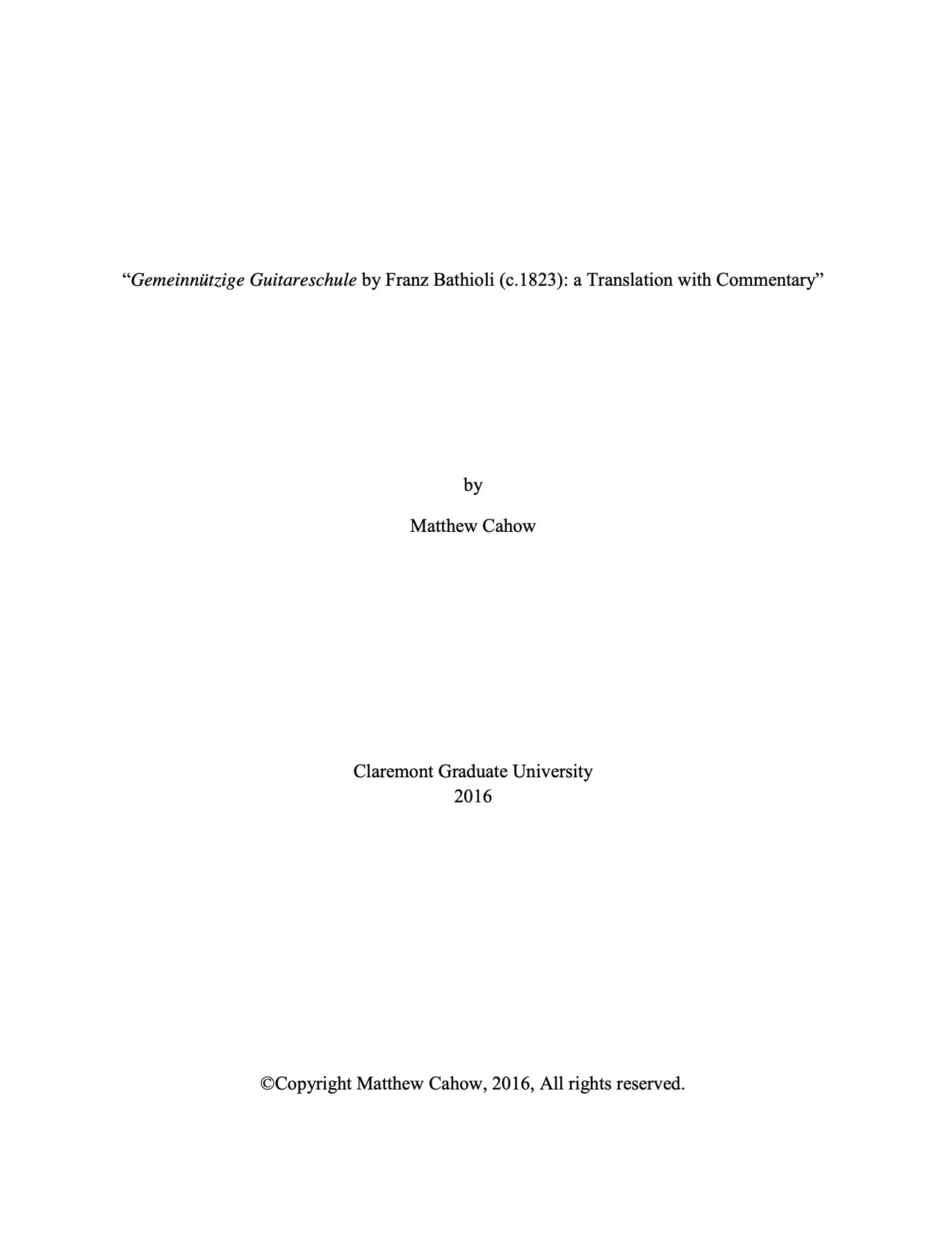 “Gemeinnützige Guitareschule by Franz Bathioli, a Translation with Commentary
