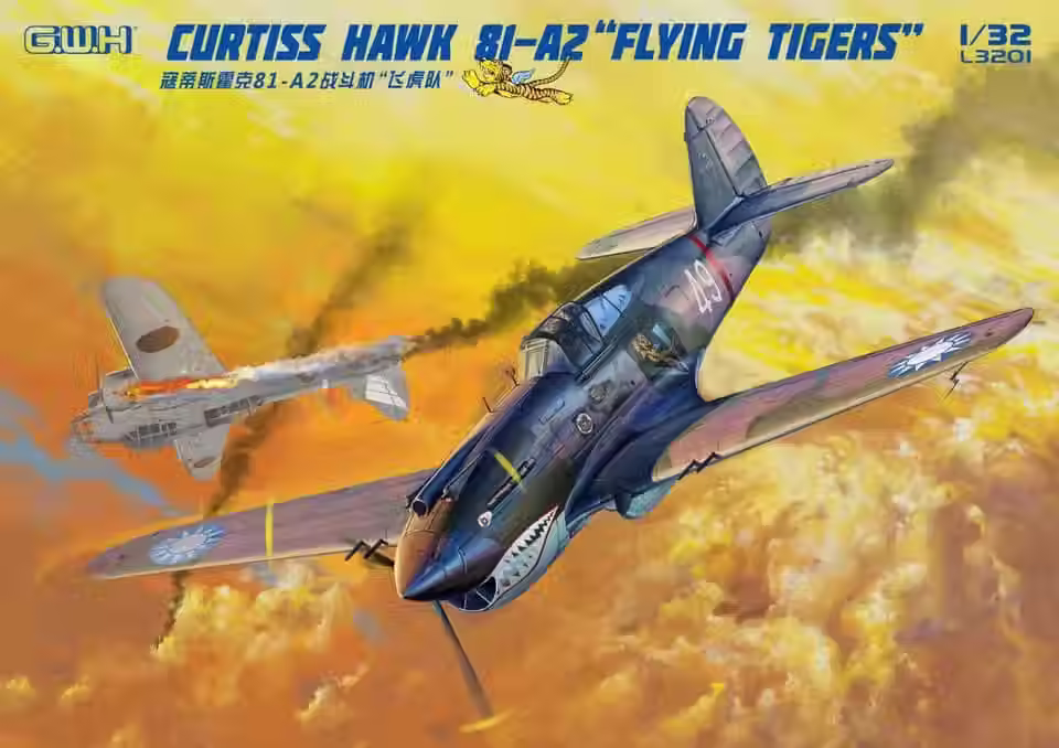 Great Wall Hobby 1/32 Curtiss Hawk 81-A2 AVG Flying Tigers (L3201) – WWII P-40B 