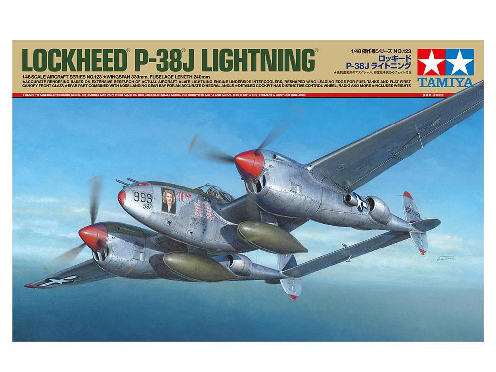 Tamiya 1/48 Lockheed P-38J Lightning (61123) – WWII USAAF Twin-Engine Fighter Mo