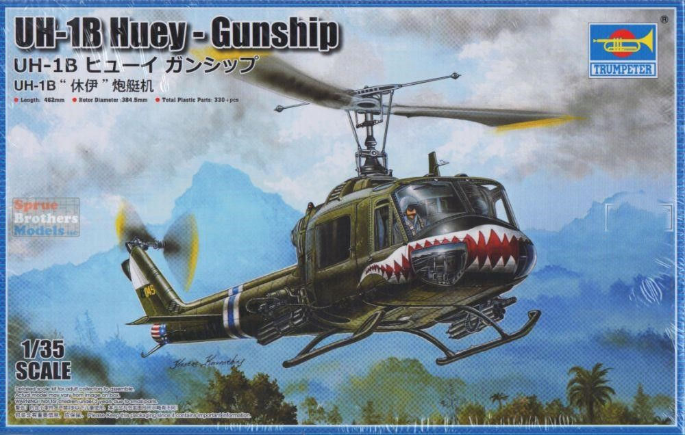Trumpeter 1/35 UH-1B Huey Gunship (05112) – Vietnam War Armed Helicopter Model