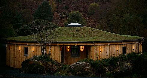 round wooden building