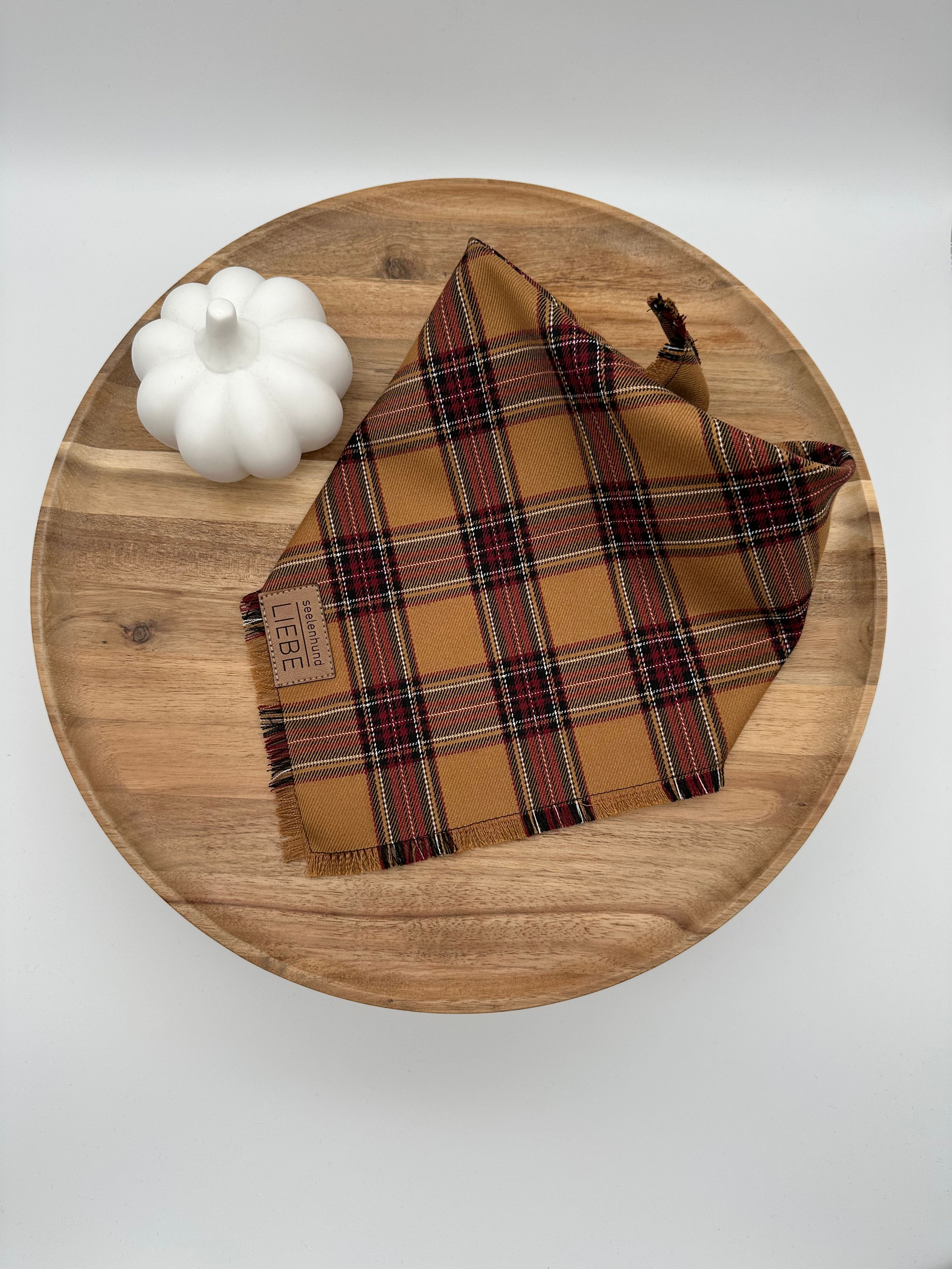 Halstuch Fransen "ocker-bordeaux"