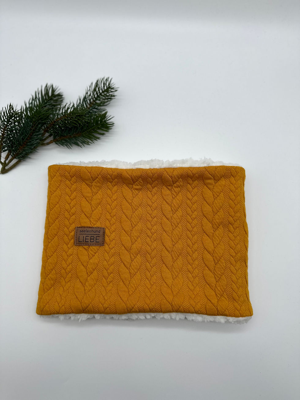 Miniaturbild: Loop & Stirnband Strick-Teddy "Senf"