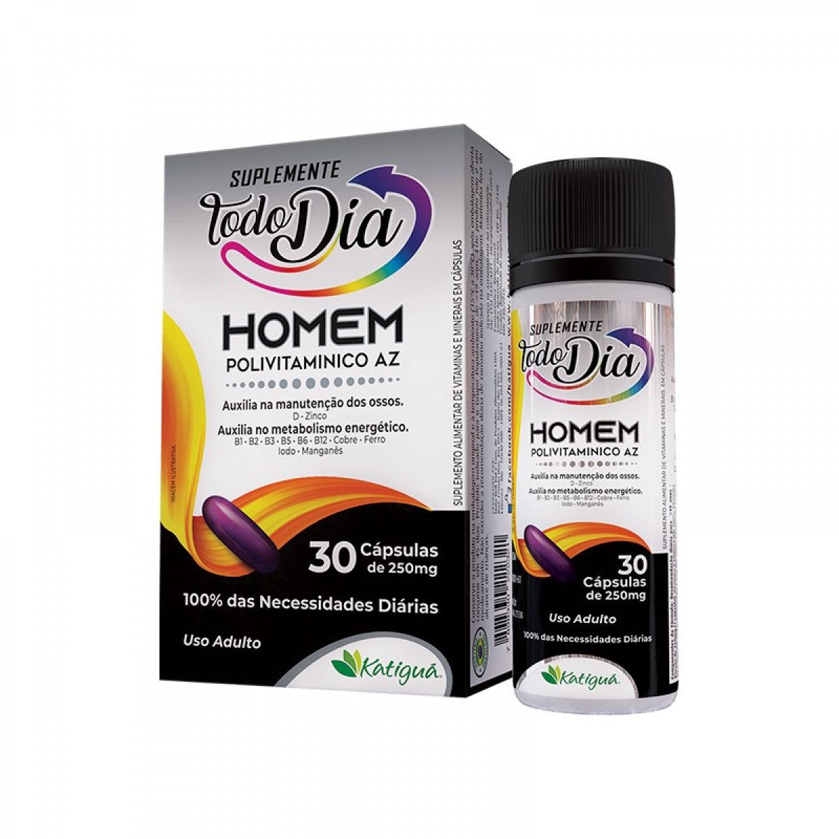 Suplemente Todo Dia Homem A-Z 250mg 30 Cápsulas (Katiguá)