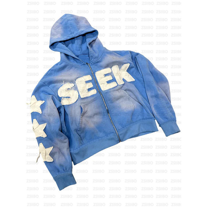 Thumbnail: Retro Letter Digital Print Hooded Sweatshirts