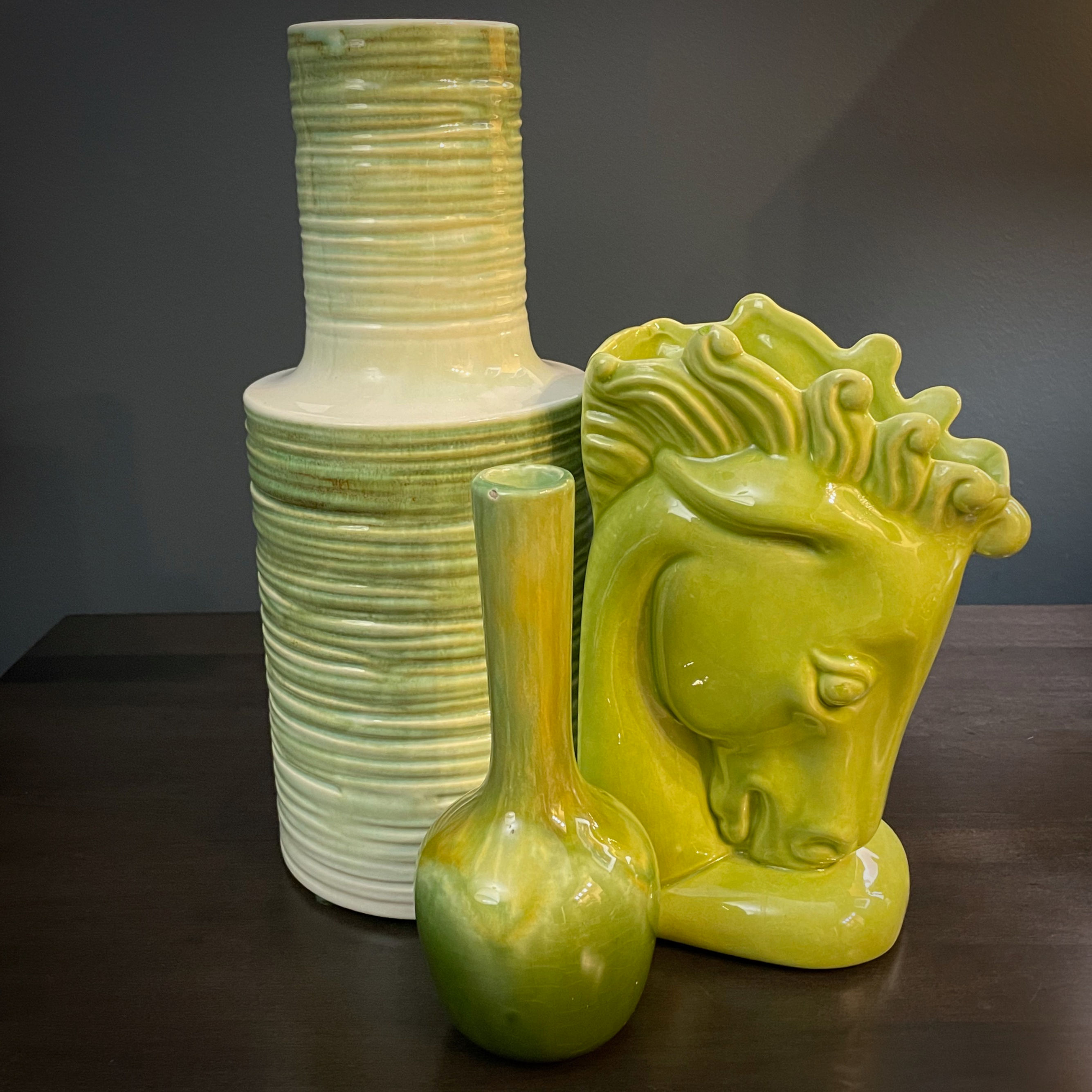 Royal Haeger Stallion Bookend Vase R 641 in Chartreuse Honey