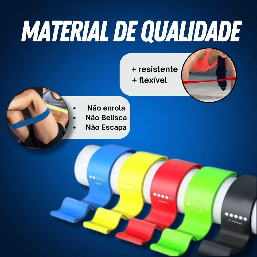 Miniatura: Kit 5 Faixas Elástica Mini Band Extensor Elástico Treino Fit