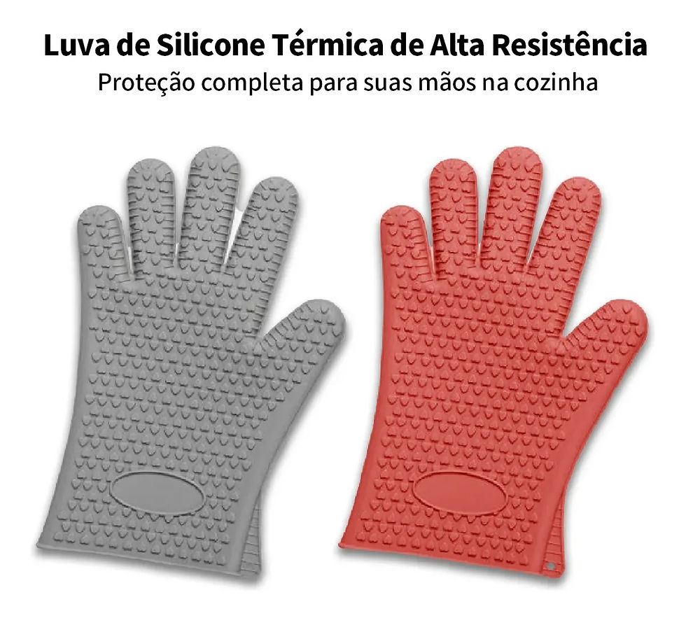 Miniatura: Luva Térmica Silicone Para Forno 5 Dedos Cozinha Air Fryer