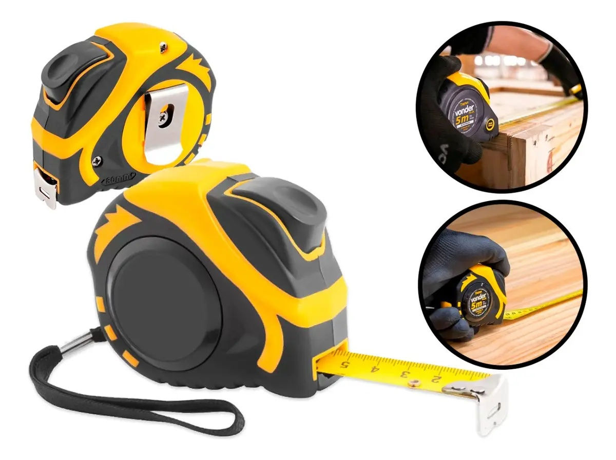 Trena Profissional Fita Métrica 5m Aço Manual Resistente