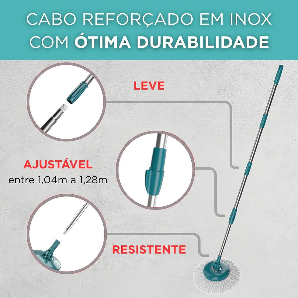 Miniatura: Mop Giratório Limpeza Com Balde Centrifuga Esfregão Lava Seca