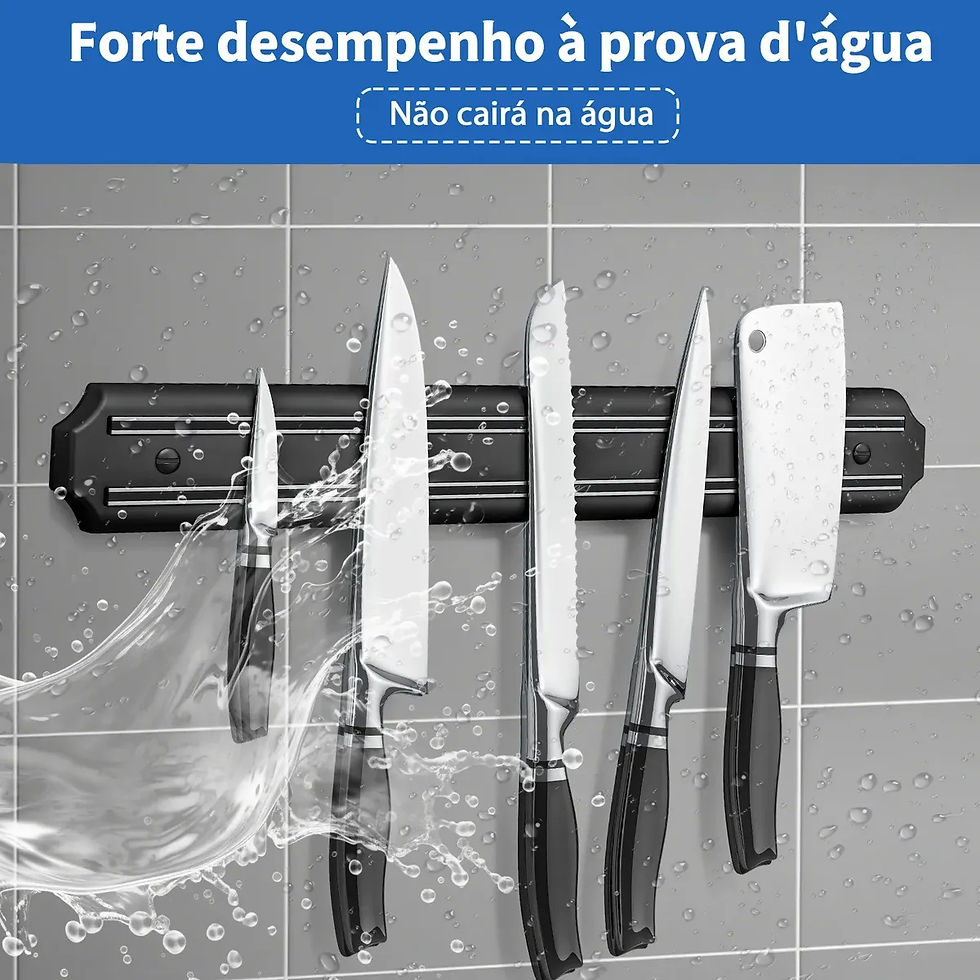 Miniatura: Kit 2 Barras Magnéticas Facas Ferramentas Suporte Cozinha Imã Aço