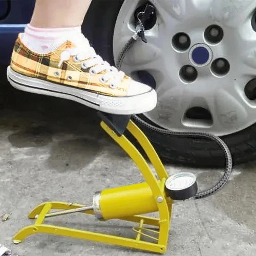 Miniatura: Bomba De Ar Pedal Com Manômetro Bicicleta Moto Carro Pressão