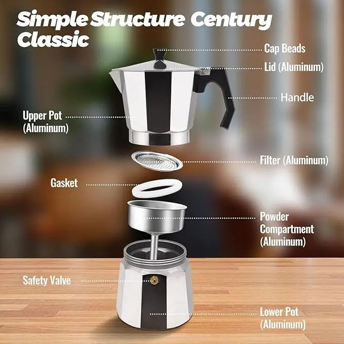 Miniatura: Cafeteira Italiana Moka 6 Xícara Alumínio Café Express Fogão