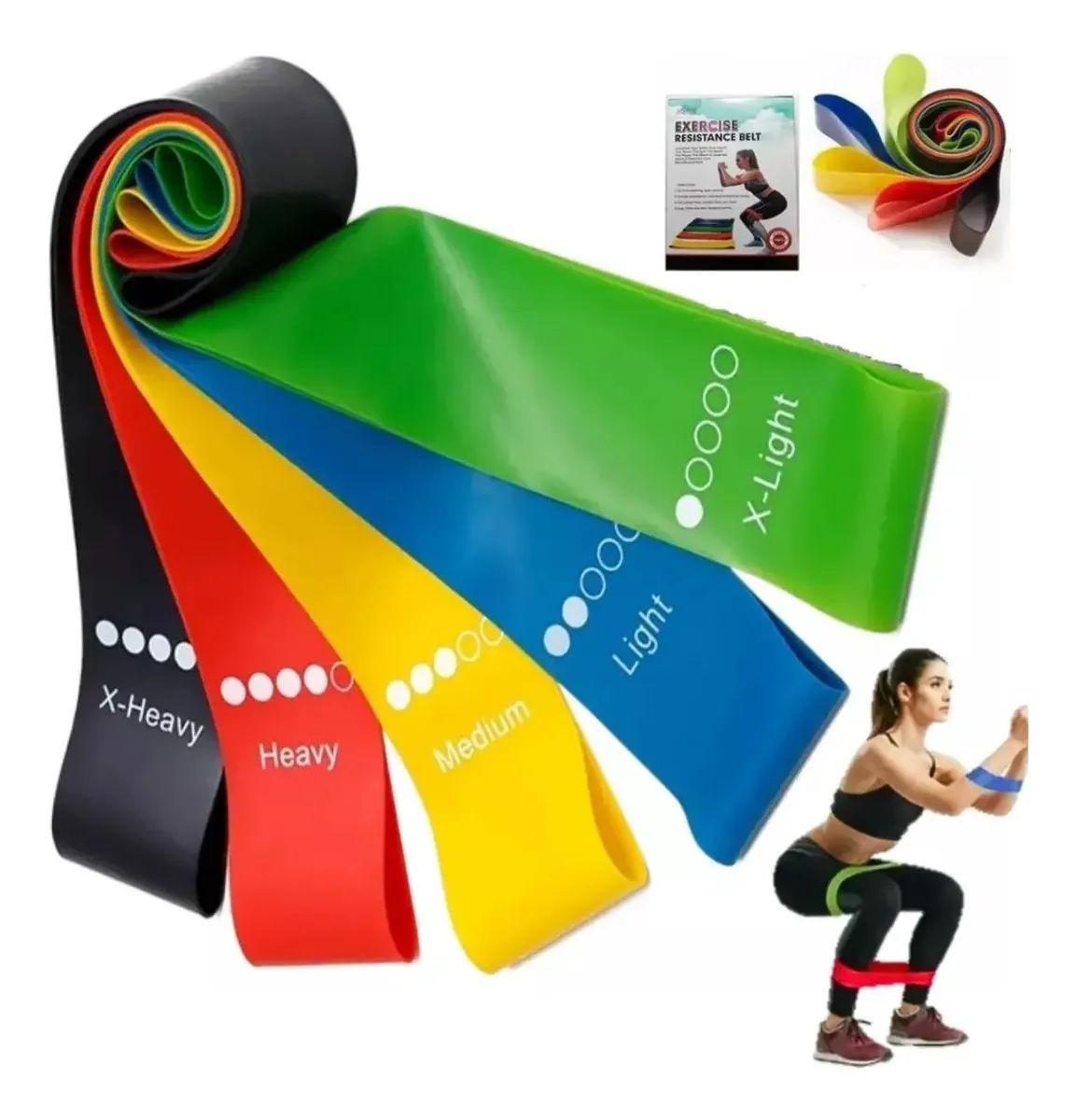 Kit 5 Faixas Elástica Mini Band Extensor Elástico Treino Fit