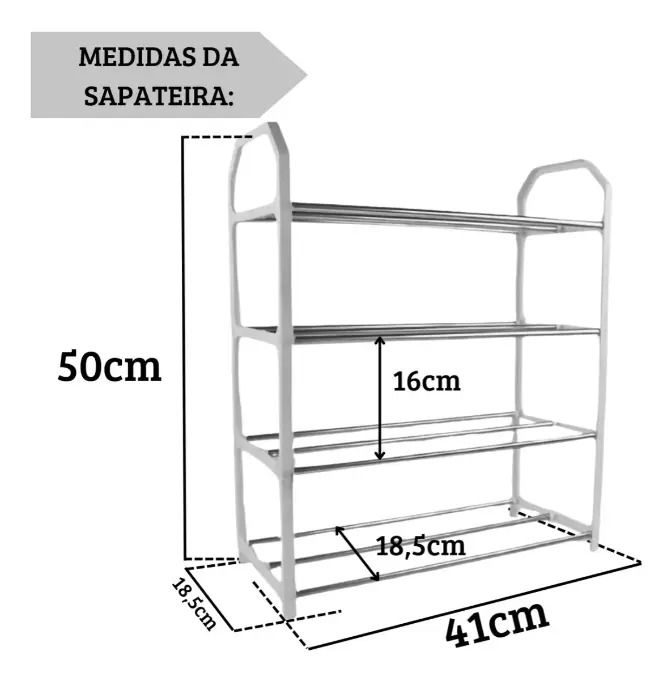 Miniatura: Sapateira Organizadora 4 Andares Compacta Multiuso Inox Casa