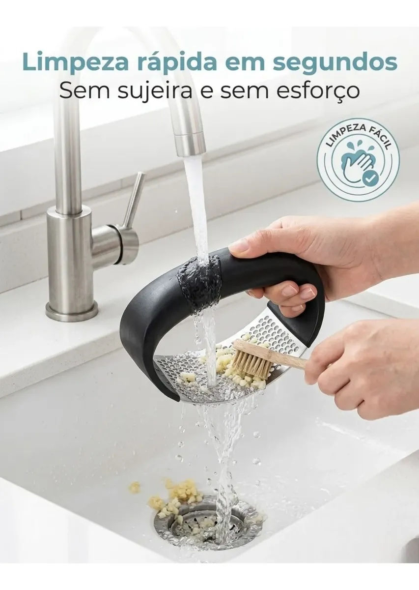 Miniatura: Amassador De Alho Triturador Espremedor Aço Manual Profissional