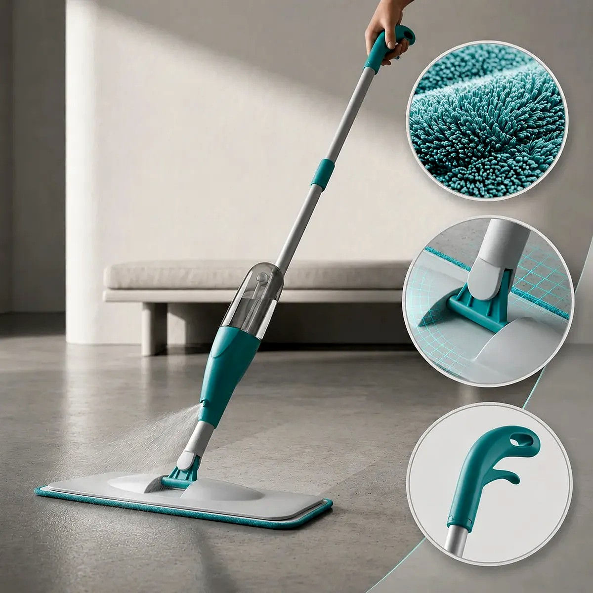 Mop Spray Com Dispenser 400ml Esfregão Limpeza Microfibra