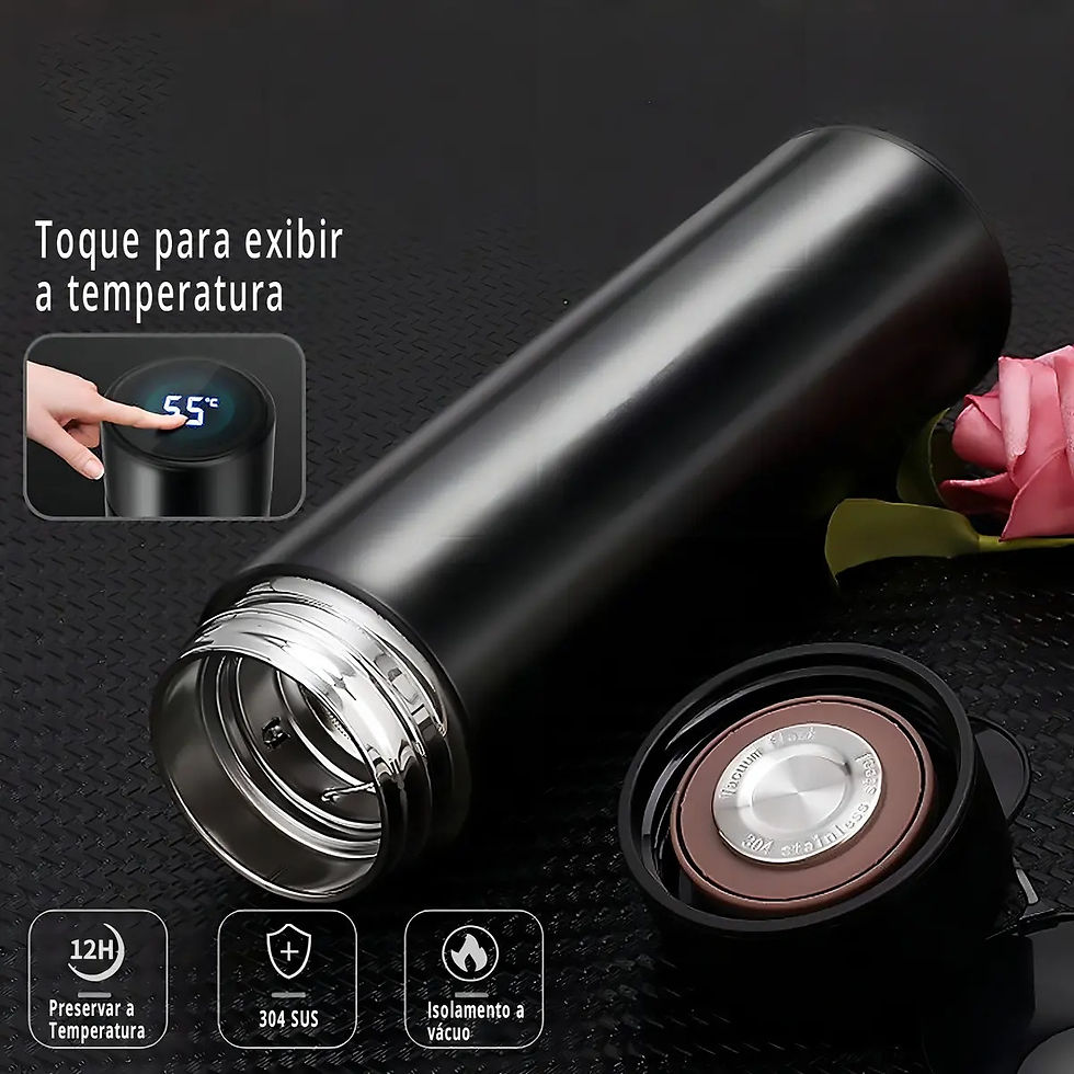Miniatura: Kit 2 Garrafas Térmicas Squeeze Aço Com Display Led Infusor Academia
