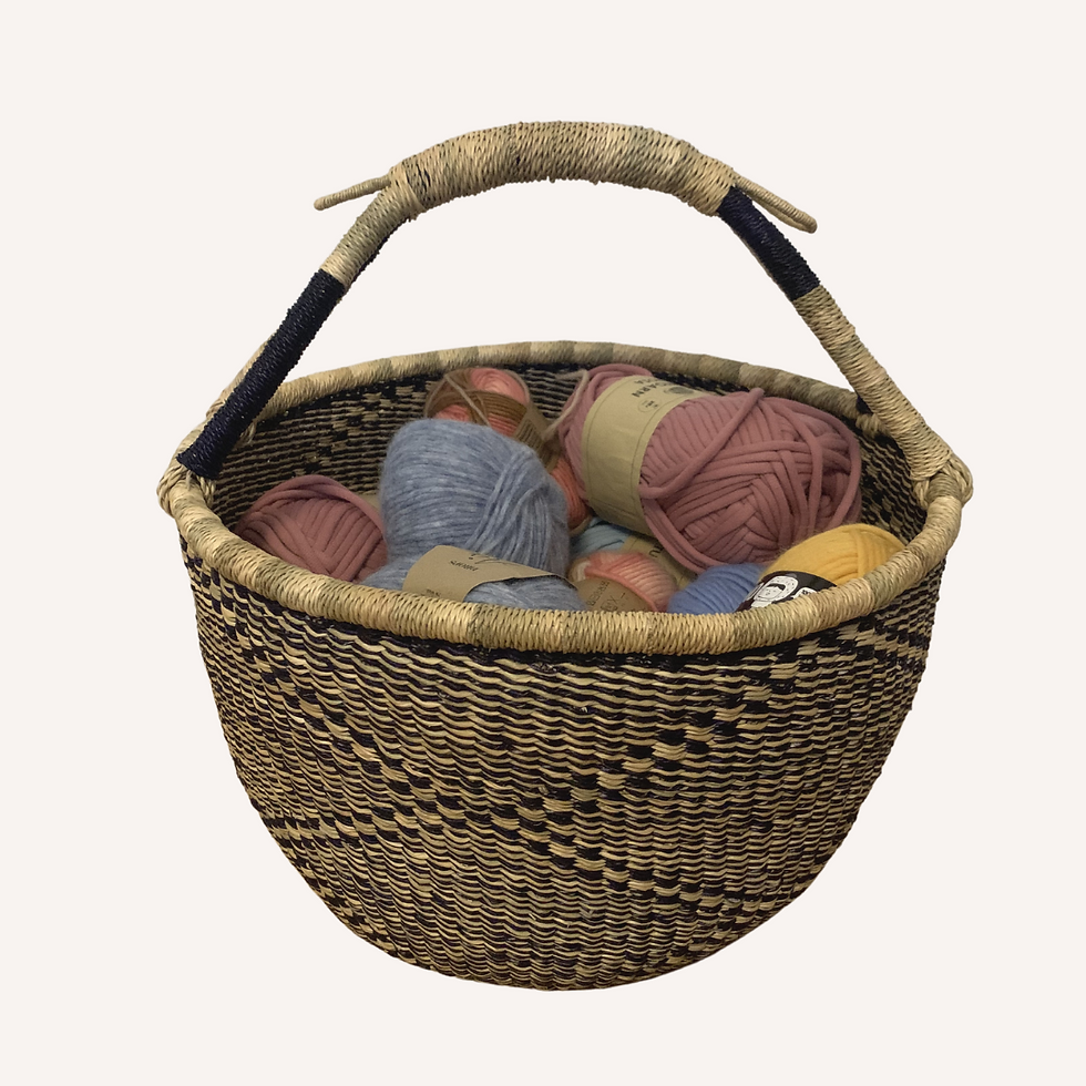 Miniaturebillede: Rund fletkurv, sort