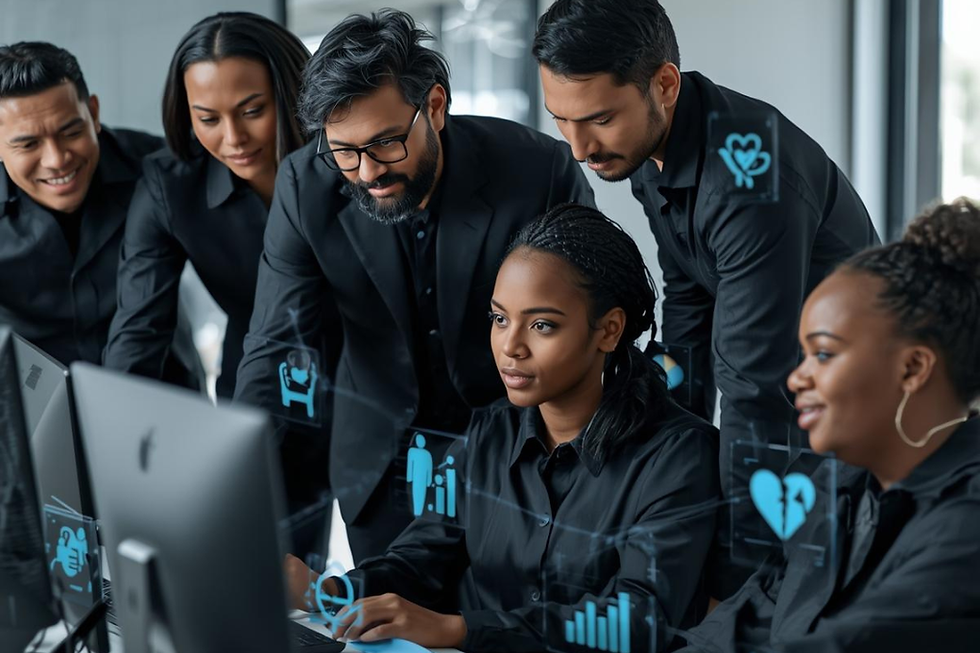 An image showing team working hand in hand