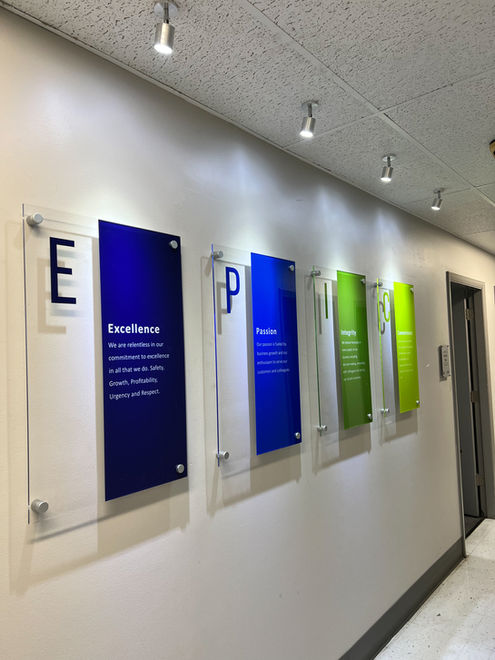 Acrylic Value Wall Installation