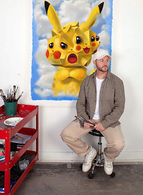 mr-pinkbrush-artist-portrait-the-yellow-fragmented-cubism-painting-studio_mrpinkbrush.jpg