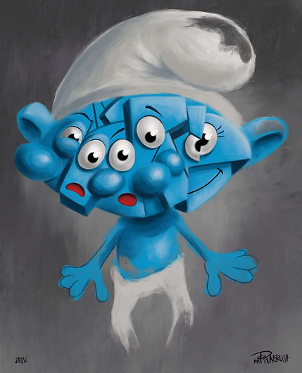 blue-dwarf-contemporary-art-fragmented-cubism-painting-mr-pinkbrush_www.mrpinkbrush.com.JP