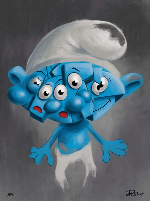 blue-dwarf-contemporary-art-fragmented-cubism-painting-mr-pinkbrush_www.mrpinkbrush.com.JP