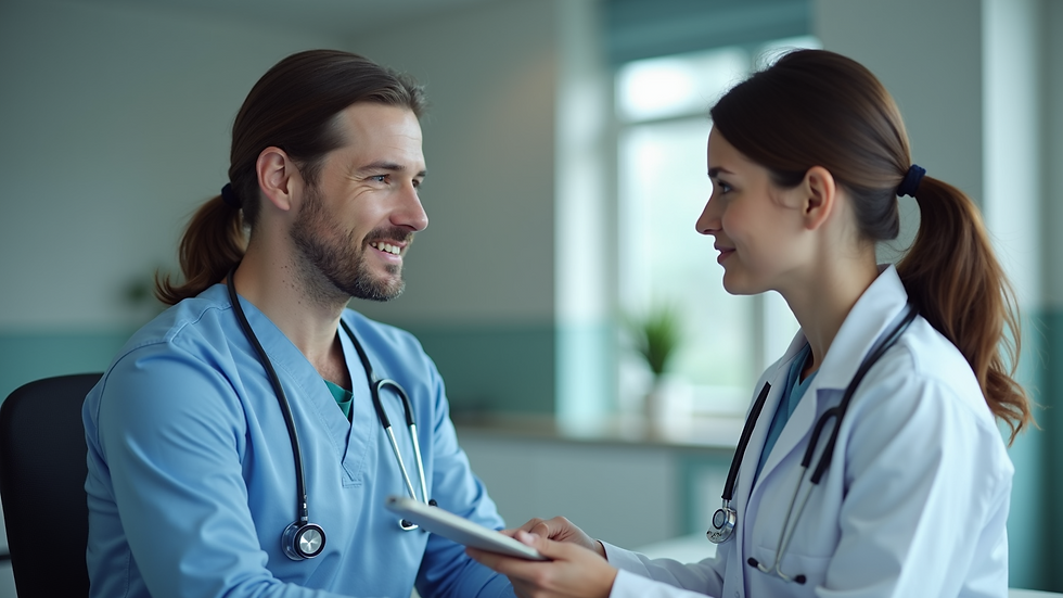 Close-up view of a medical consultation with a specialist