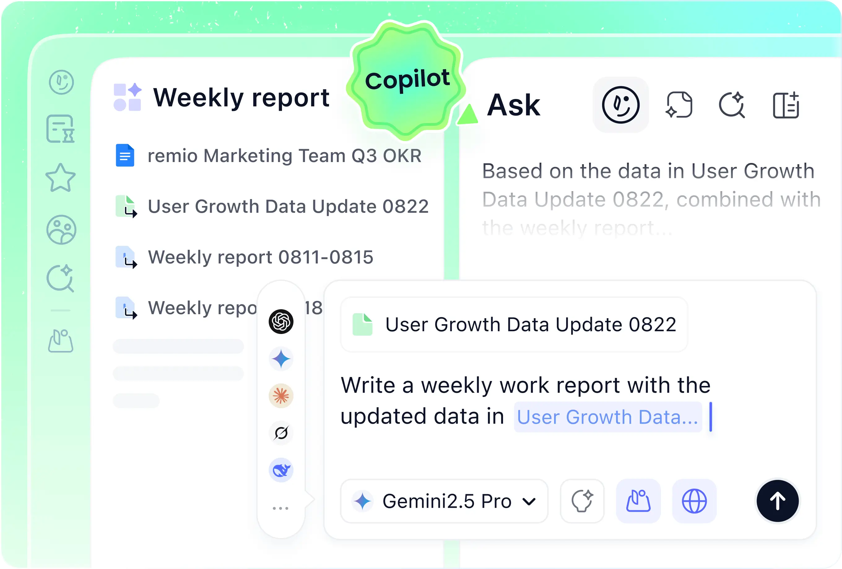 Ask Remio conversational interface with citations
