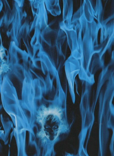 LRF001A-3 Blue Flaming Skulls