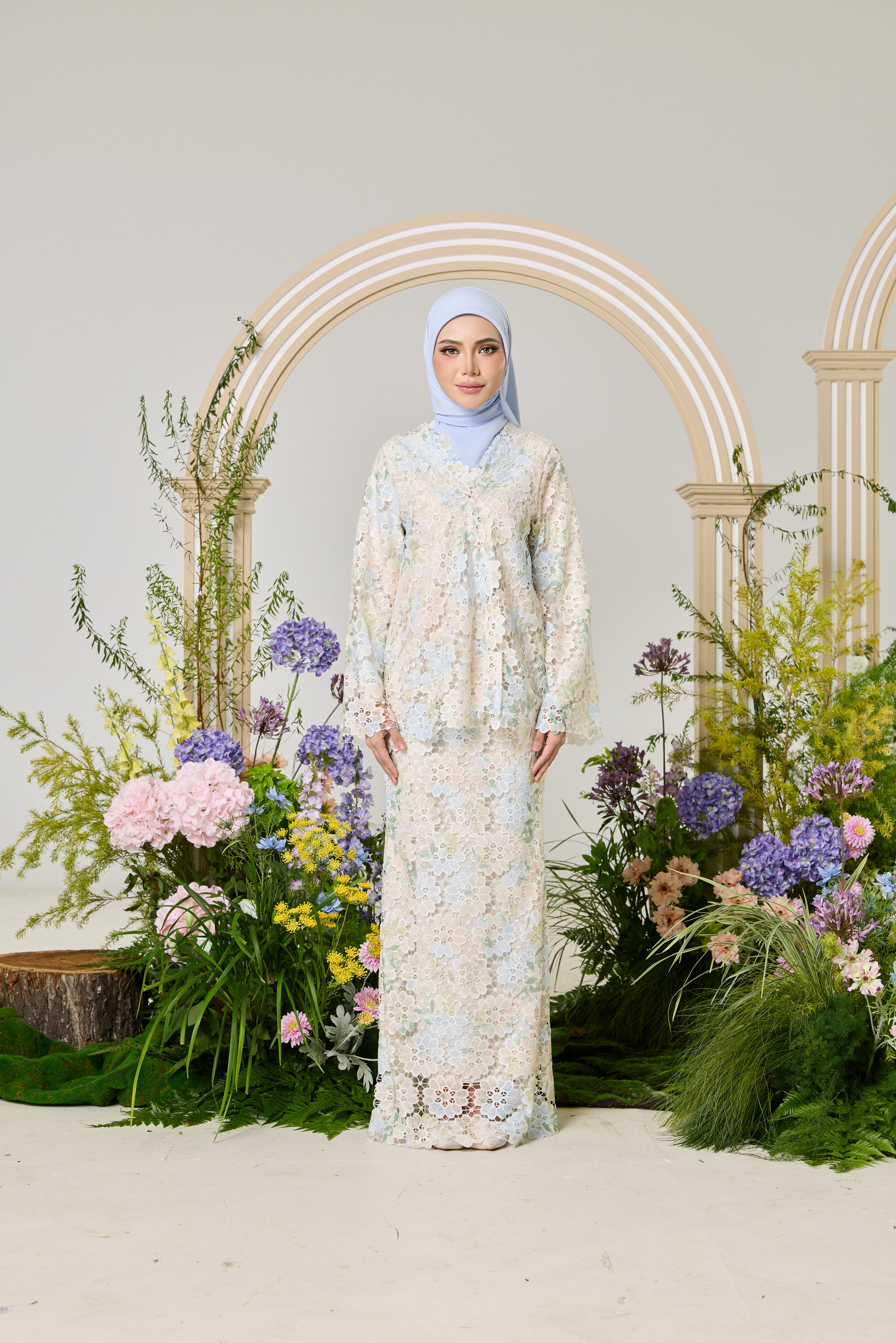 Aurora Kurung in Soft Blue