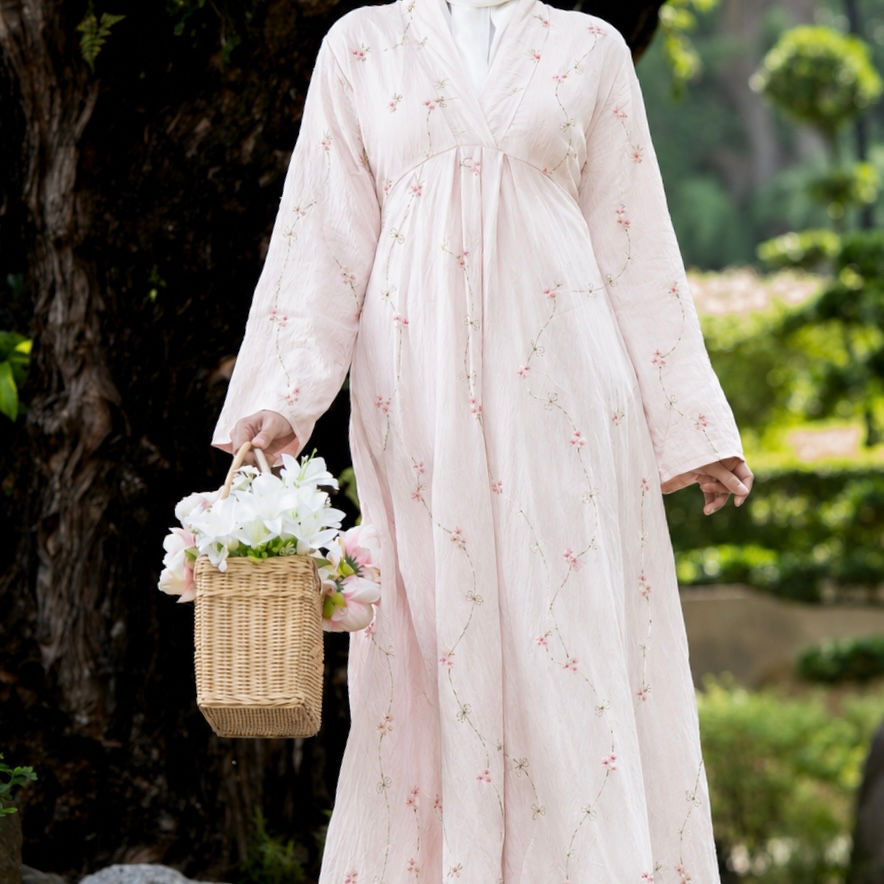 Areum 2.0 Cotton Embroidered Maxi Dress in Bloom Pink
