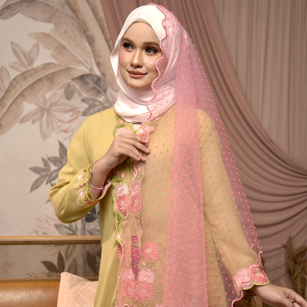 Thumbnail: Kemboja Embroidered Cotton Voile Kebaya in Olive