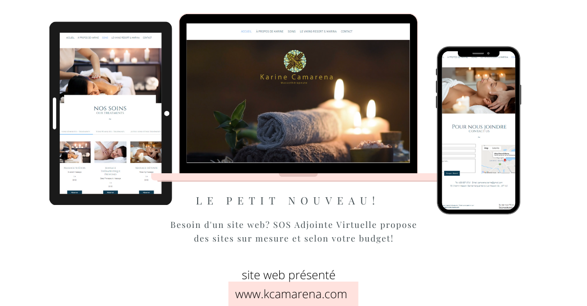 Création du Site Web pour Karine Camarena, Massothérapeute